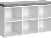 _Shoe Rack with 6 Compartments and 3 Adjustable Shelves Shoe Cupboard Hallway Living Room Easy Assembly Space Saving White