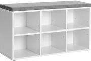_Shoe Rack with 6 Compartments and 3 Adjustable Shelves Shoe Cupboard Hallway Living Room Easy Assembly Space Saving White