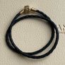 Pandora Black Double Leather Bracelet with 14 ct (585) Gold Clasp Image 3