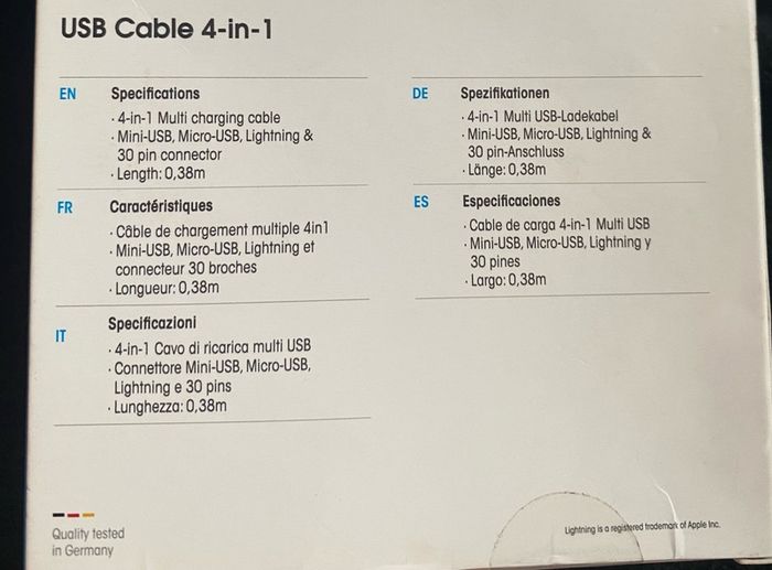 iPhone Samsung 4 in 1 for USB Cable multi Charging