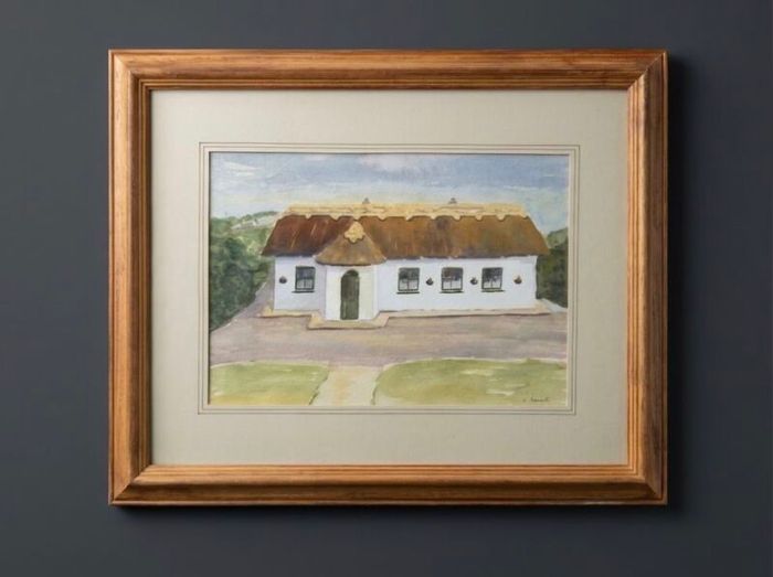 Lovely Traditional Irish thatched cottage framed & signed Watercolour Painting