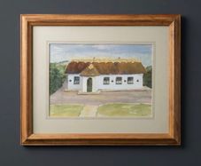 Lovely Traditional Irish thatched cottage framed & signed Watercolour Painting