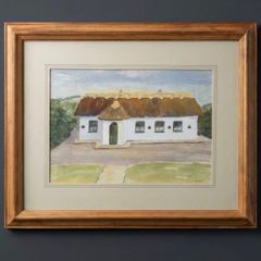 Lovely Traditional Irish thatched cottage framed & signed Watercolour Painting