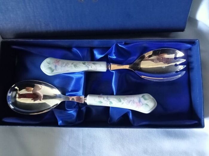 AYNSLEY "Little Sweetheart" Serving Salad Spoons Set Boxed