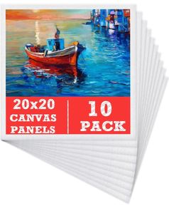 10 Packs Blank Canvas Panels Board 20 x 20 cm(8" x 8"), 100% Cotton for Acrylic Painting, Oil Paint & Wet Water Art Media, Canvases for Professional Artist, Hobby Painters And Beginners (FREE POSTAGE)