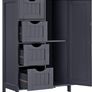 _Bathroom Cabinet, Storage Cupboard, with 4 Drawers, Single Door, Height Adjustable Board, for Living Room, Kitchen, Hallway, Gray Image 5