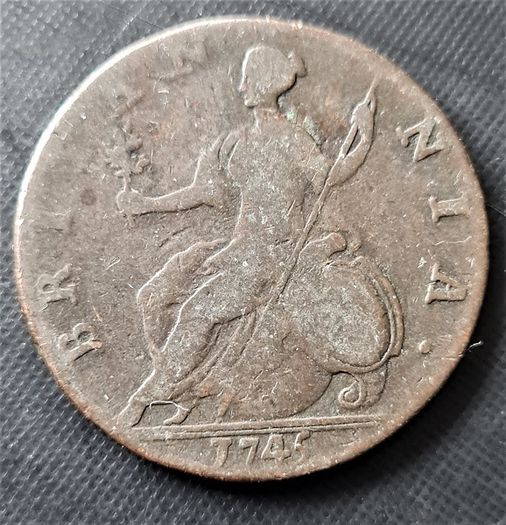 1745 Britannia George ll half Penny coin