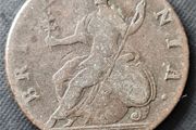 1745 Britannia George ll half Penny coin