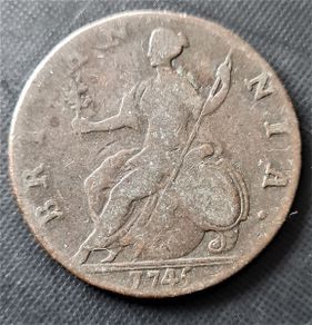 1745 Britannia George ll half Penny coin