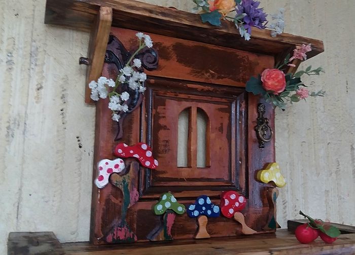 Rustic Fairy Door Floating Shelf