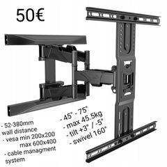 TV Mount Bracket Tilt Swivel Full Motion Feature Wall 45-75"