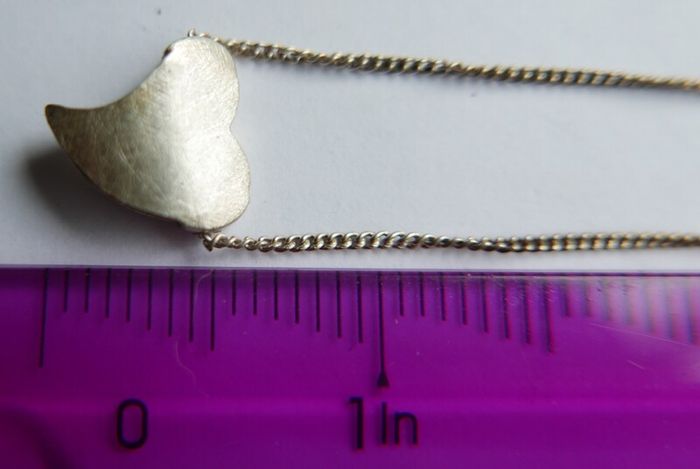 Vintage Sterling Silver Twisted Heart Necklace length 18" - 5,1g