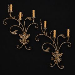 Pair of 1970s German Wrought Iron Wall Lights