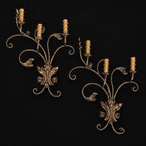 Pair of 1970s German Wrought Iron Wall Lights