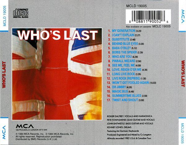 The Who "Who's Last" CD Album