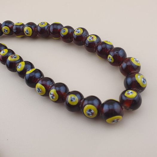 Vintage Venetian African Style Face Glass Beads Necklace 20 inches long