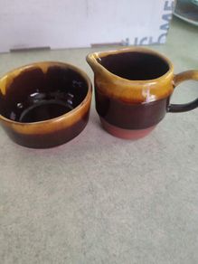 Vintage Shannon Handmade Studio Pottery Milk Jug Sugar Bowl