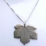 Vintage Sterling Silver Leaf Pendant and  Box Chain Necklace (L19,5" - 13,28g) Image 5