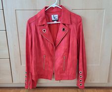 Lena Gabrielle Fuscia Moto Jacket with Grommet & Zipper Detail Size 16