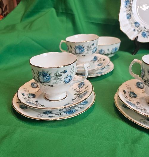 Vintage Arklow Bone China Blue Roses Tea Set | Fine Irish Porcelain with Gold Trim