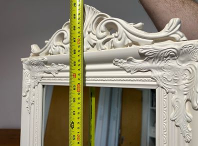 Elegant Ornate White Full-Length Standing Mirror