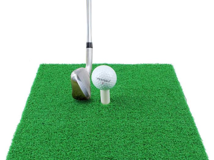 Golf Hitting Mats Indoor/Outdoor SBR Golf Mats with Rubber Tee Holder for Driving Range Practice, Backyard Use - Green, 12 X 12 Inch & 12"X24"