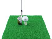 Golf Hitting Mats Indoor/Outdoor SBR Golf Mats with Rubber Tee Holder for Driving Range Practice, Backyard Use - Green, 12 X 12 Inch & 12
