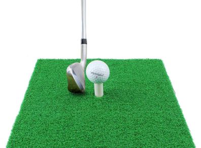 Golf Hitting Mats Indoor/Outdoor SBR Golf Mats with Rubber Tee Holder for Driving Range Practice, Backyard Use - Green, 12 X 12 Inch & 12"X24"