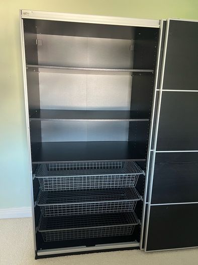 Large IKEA PAX Wardrobe - Black-Brown with Sliding Doors