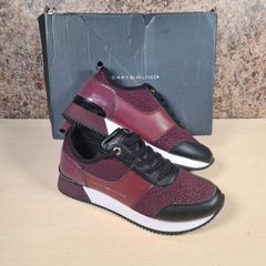 Women's Tommy Hilfiger City Iconic Knitted Trainers  Runners Purple Burgundy Size Uk 5 Eu 38