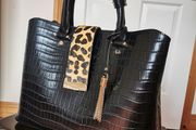 DUNE Black Reptile Effect Tote Bag