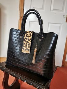 DUNE Black Reptile Effect Tote Bag