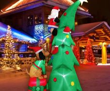 7FT Christmas Inflatables, Xmas Fun Santa Claus,Xmas Tree,Dog and Present Blow Up Inflatables Decorations for Yard Lawn Garden Outdoor Decorations (FREE POSTAGE)