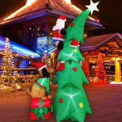 7FT Christmas Inflatables, Xmas Fun Santa Claus,Xmas Tree,Dog and Present Blow Up Inflatables Decorations for Yard Lawn Garden Outdoor Decorations (FREE POSTAGE)