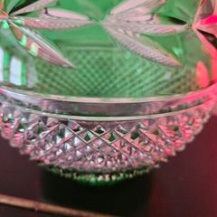green cut glass Galway crystal bowl