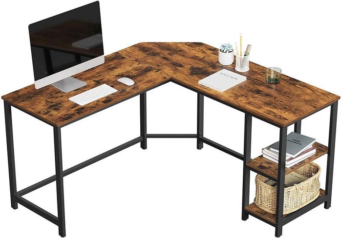 _Corner Desk, L-Shaped Computer Table, Study Table, with Storage Shelf, for Home Office, Easy Assembly, Industrial Style