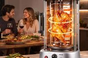 Countertop Vertical Rotating Oven 11.5L Rotisserie Shawarma Machine, 1500W Kebab Grill Roaster with Heat-Resistant Door, Drip Tray, and Timer Control, Kebab Rack with 7 Skewers