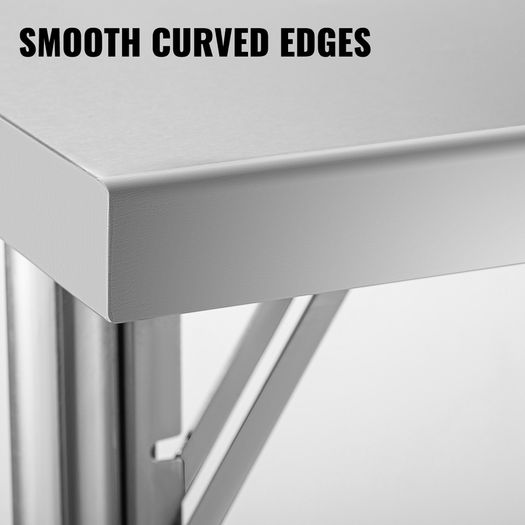 Single-Shelf Professional Stainless Steel Open Kitchen Folding Work Prep Tables Easy Storage for Home Commercial