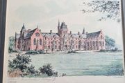 Vintage coloured etching - Belfast University College