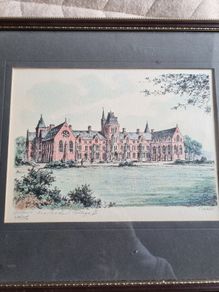 Vintage coloured etching - Belfast University College