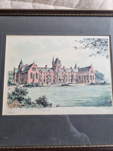 Vintage coloured etching - Belfast University College
