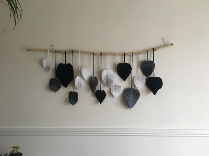Boho wall hanging, Bohemian home decoration, Handmade wall tapestry, Macrame leaves, Birthday gift idea, Housewarming gift