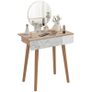 Elegant Dressing Table, Vanity Table with Drawer and Height Adjustable Mirror for Bedroom, Dressing Room, Natural Image 5