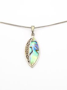 Vintage Celtic Sterling Silver Abalone Shell Necklace