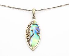 Vintage Celtic Sterling Silver Abalone Shell Necklace