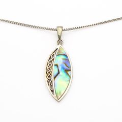 Vintage Celtic Sterling Silver Abalone Shell Necklace
