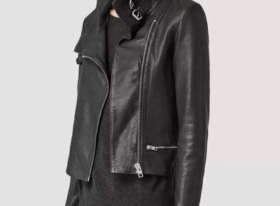 All Saints Bales Black Leather Biker Jacket UK6
