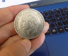 France 1868.5 Francs.90% Silver Crown.Emperor Napoleon 111.