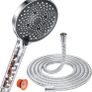 Shower Head and Hose with Filter Beads - YEAUPE PRO 130mm 6 Modes High Pressure Shower Head with 1.6M Hose,Universal Powerful Flow Adjustable Shower Head for Low Pressure Hard Water Improve Skin Hair Image 2