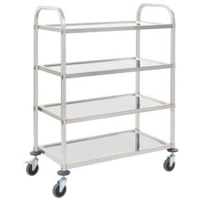 4-Tier Kitchen Trolley 107x55x125 cm Stainless Steel